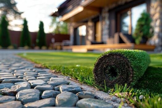 Natural grass lawn installation and Paspalum turf Muscat